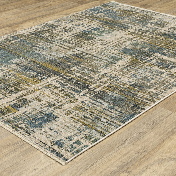 Oriental Weavers Hayden Indoor Area Rug - Modern Abstract Design In Soft Neutrals And Jewel Tones, Luxe Style Blue,Gold Polyester Hhay05300394st