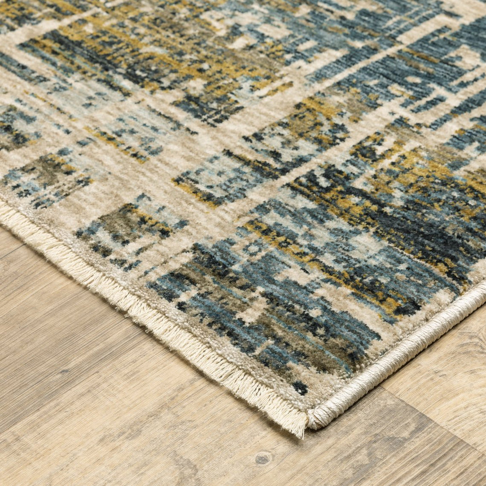 Oriental Weavers Hayden Indoor Area Rug - Modern Abstract Design In Soft Neutrals And Jewel Tones, Luxe Style Blue,Gold Polyester Hhay05300394st