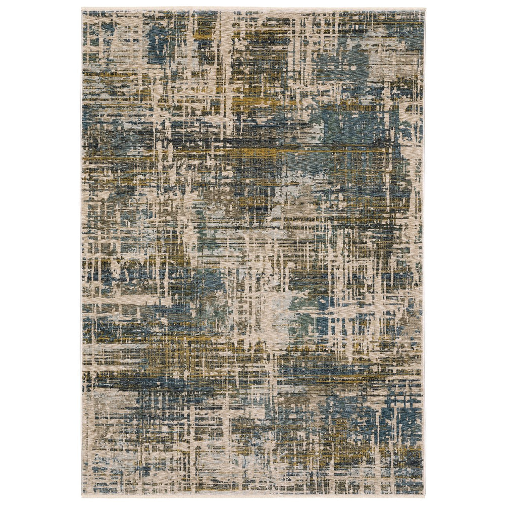 Oriental Weavers Hayden Indoor Area Rug - Modern Abstract Design In Soft Neutrals And Jewel Tones, Luxe Style Blue,Gold Polyester Hhay05300394st