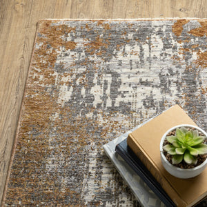 Oriental Weavers Hayden Modern Abstract Indoor Area Rug - Soft Neutrals And Jewel Tones For Elegant Home Décor Grey,Gold Polyester Hhay06068235st