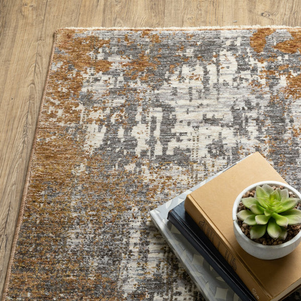 Oriental Weavers Hayden Modern Abstract Indoor Area Rug - Soft Neutrals And Jewel Tones For Elegant Home Décor Grey,Gold Polyester Hhay06068235st