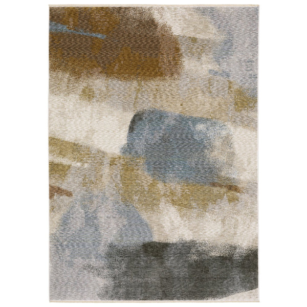 Oriental Weavers Hayden Modern Abstract Area Rug In Soft Neutrals With Fringe Detailing For Elegant Home Decor Beige,Rust Polyester Hhay09240340st