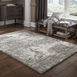Oriental Weavers Henderson Luxurious Shag Area Rug - Soft Geometric Motifs In Charcoal And Ivory For Elegant Spaces Grey,Ivory Polypropylene H5503h117165st