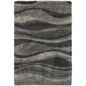 Oriental Weavers Henderson Luxurious Shag Area Rug - Soft Geometric Motifs In Cool Neutrals For Modern Spaces Grey,Charcoal Polypropylene H5992e117165st