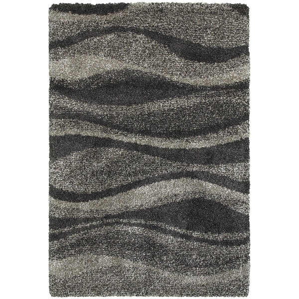 Oriental Weavers Henderson Luxurious Shag Area Rug - Soft Geometric Motifs In Cool Neutrals For Modern Spaces Grey,Charcoal Polypropylene H5992e117165st