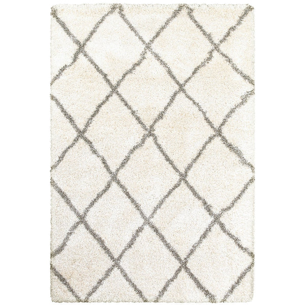Oriental Weavers Henderson Shag Area Rug In Cool Charcoal And Ivory With Soft Geometric Motifs For Luxurious Appeal Ivory,Grey Polypropylene H090w9057100st