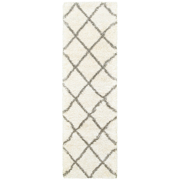 Oriental Weavers Henderson Shag Area Rug In Cool Charcoal And Ivory With Soft Geometric Motifs For Luxurious Appeal Ivory,Grey Polypropylene H090w9068230st