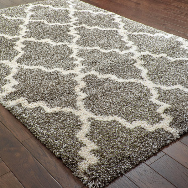 Oriental Weavers Henderson Luxurious Shag Indoor Area Rug With Soft Geometric Motifs In Charcoal And Ivory Shades Grey,Ivory Polypropylene H092e9057100st