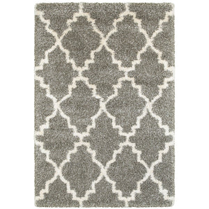 Oriental Weavers Henderson Luxurious Shag Indoor Area Rug With Soft Geometric Motifs In Charcoal And Ivory Shades Grey,Ivory Polypropylene H092e9057100st