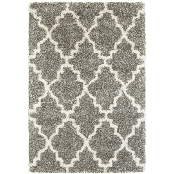 Oriental Weavers Henderson Luxurious Shag Indoor Area Rug With Soft Geometric Motifs In Charcoal And Ivory Shades Grey,Ivory Polypropylene H092e9057100st