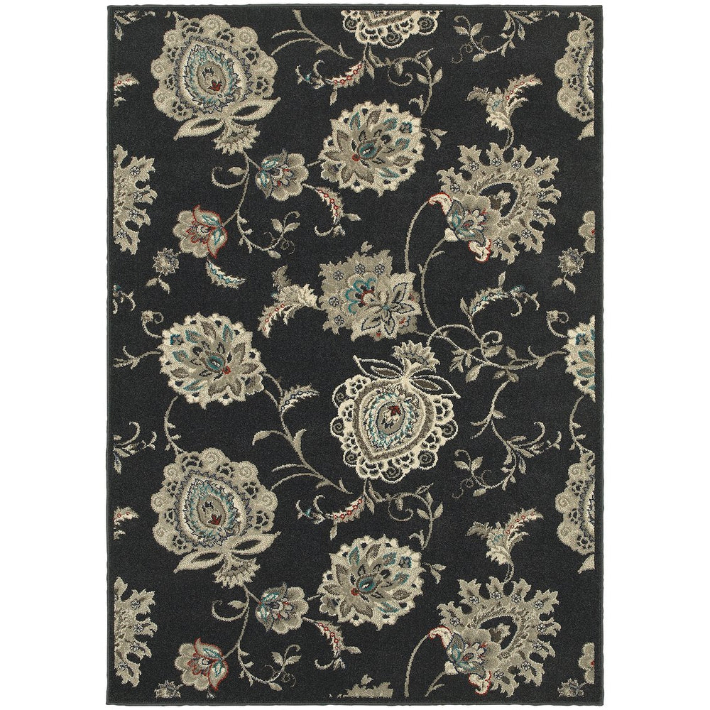 Oriental Weavers Highlands 2444i Stylish Indoor Area Rug - Durable, Easy Maintenance, Neutral Gray With Vibrant Accents Midnight,Ivory Polypropylene H2444i300390st