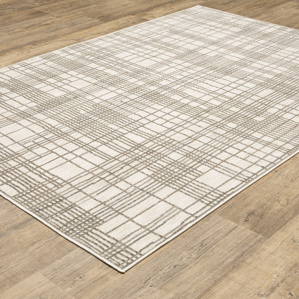 Oriental Weavers Hunter Indoor Area Rug - Ultra-soft Polyester, Elegant Neutral Tones, Modern Geometric Patterns Ivory,Brown Polyester Hhnt01068230st