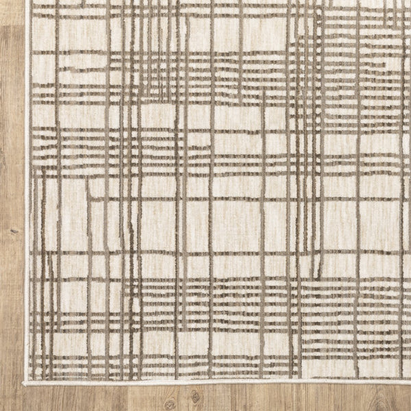 Oriental Weavers Hunter Ultra-Soft Low-Profile Geometric Area Rug 5'3"X7'6" Ivory-Brown Machine-Woven Durable Elegance HHNT01160230ST