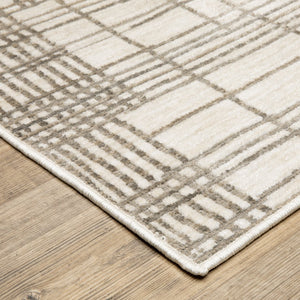 Oriental Weavers Hunter Ultra-Soft Low-Profile Geometric Area Rug 5'3"X7'6" Ivory-Brown Machine-Woven Durable Elegance HHNT01160230ST
