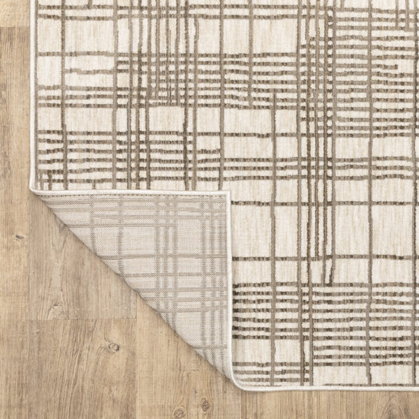 Oriental Weavers Hunter Ultra-Soft Low-Profile Geometric Area Rug 5'3"X7'6" Ivory-Brown Machine-Woven Durable Elegance HHNT01160230ST