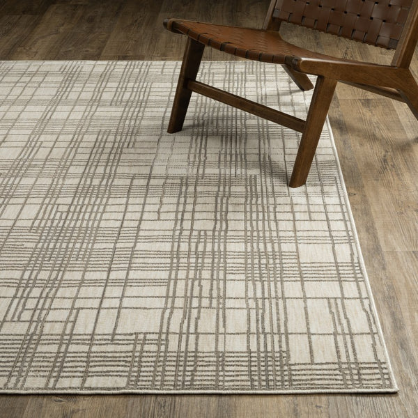 Oriental Weavers Hunter Indoor Area Rug - Ultra-soft Polyester, Elegant Neutral Tones, Modern Geometric Patterns Ivory,Brown Polyester Hhnt01068230st