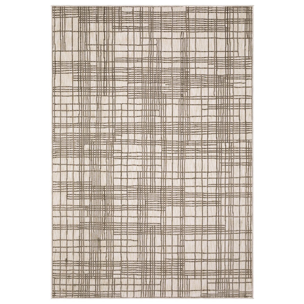 Oriental Weavers Hunter Ultra-Soft Low-Profile Geometric Area Rug 5'3"X7'6" Ivory-Brown Machine-Woven Durable Elegance HHNT01160230ST
