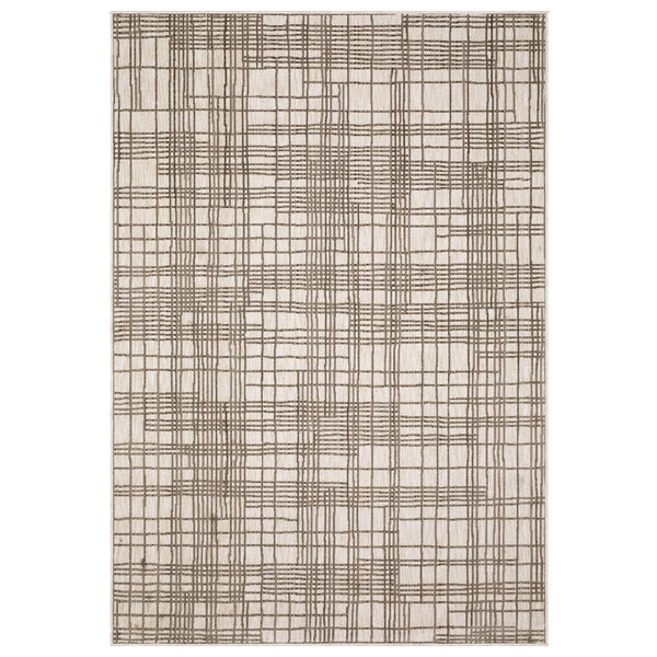 Oriental Weavers Hunter Ultra-Soft Low-Profile Geometric Area Rug 5'3"X7'6" Ivory-Brown Machine-Woven Durable Elegance HHNT01160230ST