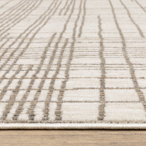Oriental Weavers Hunter Ultra-Soft Low-Profile Geometric Area Rug 5'3"X7'6" Ivory-Brown Machine-Woven Durable Elegance HHNT01160230ST