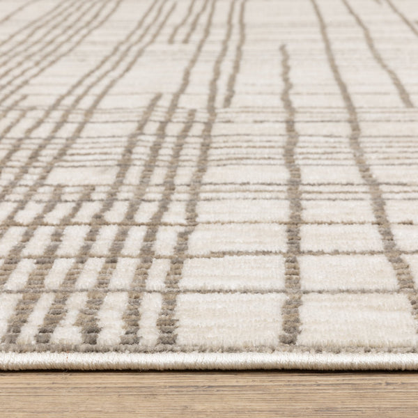 Oriental Weavers Hunter Ultra-Soft Low-Profile Geometric Area Rug 5'3"X7'6" Ivory-Brown Machine-Woven Durable Elegance HHNT01160230ST