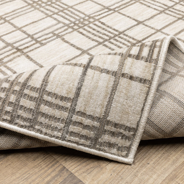 Oriental Weavers Hunter Ultra-Soft Low-Profile Geometric Area Rug 5'3"X7'6" Ivory-Brown Machine-Woven Durable Elegance HHNT01160230ST