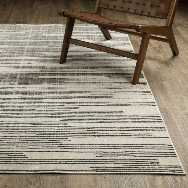 Oriental Weavers Hunter Indoor Area Rug - Modern Geometric Design In Elegant Neutral Tones For Versatile Decor Black,Beige Polyester Hhnt04200290st