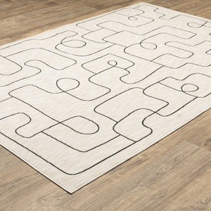 Oriental Weavers Hunter Indoor Area Rug – Luxurious Ultra-soft Polyester, Modern Geometric Design, Elegant Neutral Tones Beige,Black Polyester Hhnt06240305st