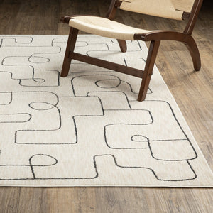 Oriental Weavers Hunter Indoor Area Rug – Luxurious Ultra-soft Polyester, Modern Geometric Design, Elegant Neutral Tones Beige,Black Polyester Hhnt06240305st