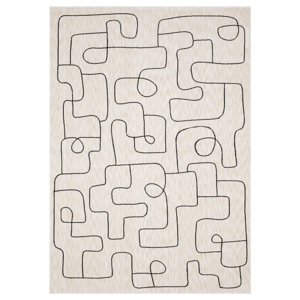 Oriental Weavers Hunter Indoor Area Rug – Luxurious Ultra-soft Polyester, Modern Geometric Design, Elegant Neutral Tones Beige,Black Polyester Hhnt06240305st