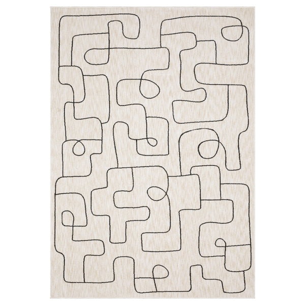 Oriental Weavers Hunter Indoor Area Rug – Luxurious Ultra-soft Polyester, Modern Geometric Design, Elegant Neutral Tones Beige,Black Polyester Hhnt06240305st