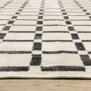 Oriental Weavers Hunter Low-Profile Beige & Black Checkerboard Rug 3'3"X5" - Machine-Woven Polyester, Modern Texture HHNT08100152ST