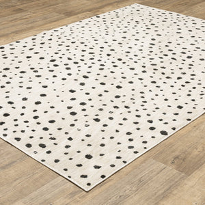 Oriental Weavers Hunter Modern Polka Dot Beige Ivory Area Rug 6'7" X 9'6" — Soft Polyester, Low-Profile Texture, Durable Elegance HHNT09200290ST
