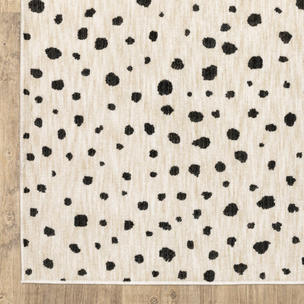 Oriental Weavers Hunter Modern Polka Dot Beige Ivory Area Rug 6'7" X 9'6" — Soft Polyester, Low-Profile Texture, Durable Elegance HHNT09200290ST