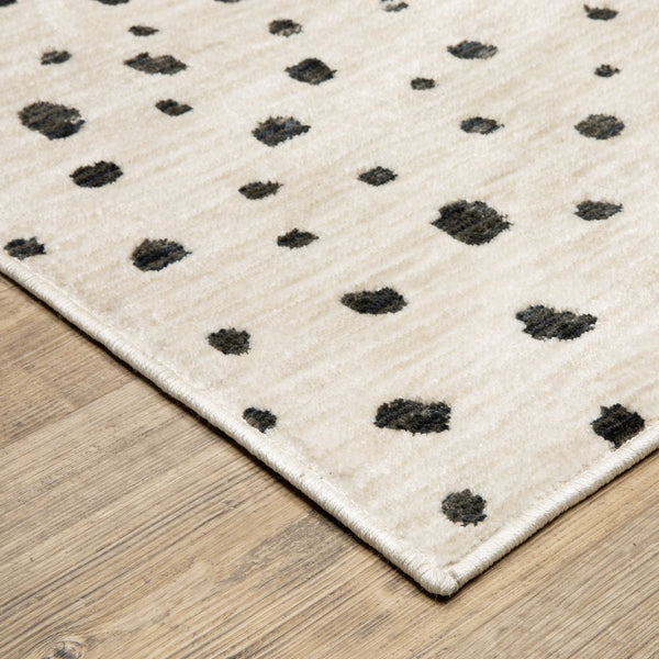 Oriental Weavers Hunter Modern Polka Dot Beige Ivory Area Rug 6'7" X 9'6" — Soft Polyester, Low-Profile Texture, Durable Elegance HHNT09200290ST
