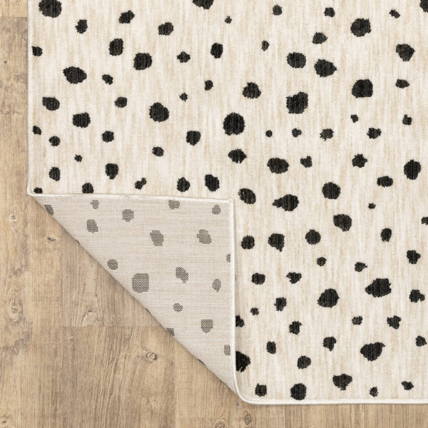 Oriental Weavers Hunter Modern Polka Dot Beige Ivory Area Rug 6'7" X 9'6" — Soft Polyester, Low-Profile Texture, Durable Elegance HHNT09200290ST