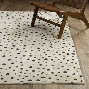 Oriental Weavers Hunter Modern Polka Dot Beige Ivory Area Rug 6'7" X 9'6" — Soft Polyester, Low-Profile Texture, Durable Elegance HHNT09200290ST