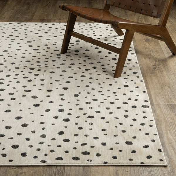 Oriental Weavers Hunter Modern Polka Dot Beige Ivory Area Rug 6'7" X 9'6" — Soft Polyester, Low-Profile Texture, Durable Elegance HHNT09200290ST