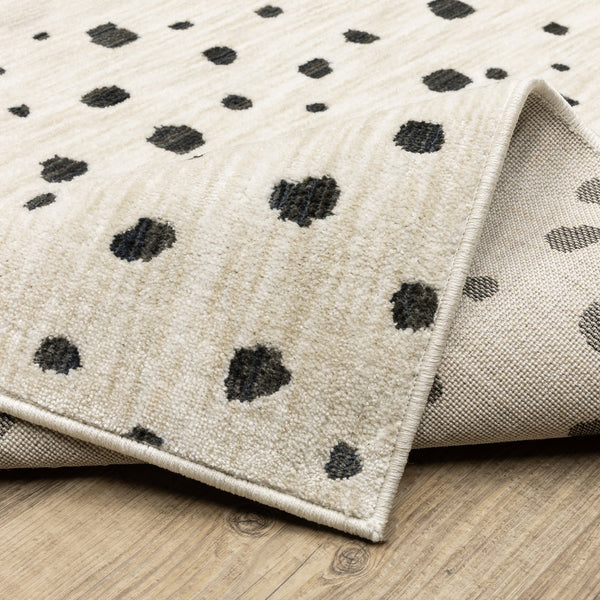 Oriental Weavers Hunter Modern Polka Dot Beige Ivory Area Rug 6'7" X 9'6" — Soft Polyester, Low-Profile Texture, Durable Elegance HHNT09200290ST