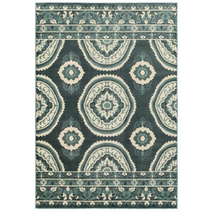 Oriental Weavers Jayden Textured Polypropylene Area Rug - Luxurious Traditional Design In Dusty Teal And Gold Blue,Ivory Nylon J7415b300390st