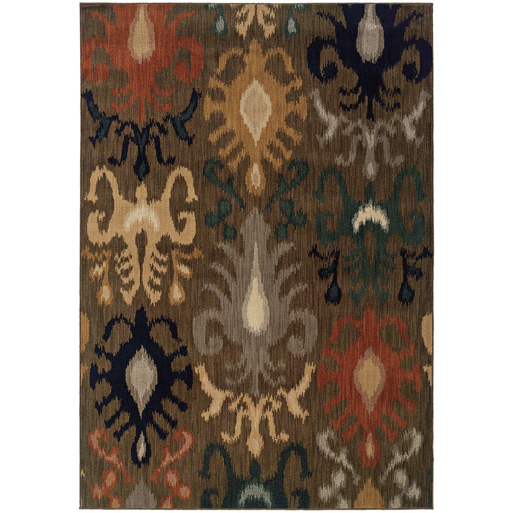 Oriental Weavers Kasbah Indoor Area Rug - Vibrant Abstract Design With Indigo Blue, Gray, And Pops Of Color Decor Brown,Navy Nylon K3830d300390st
