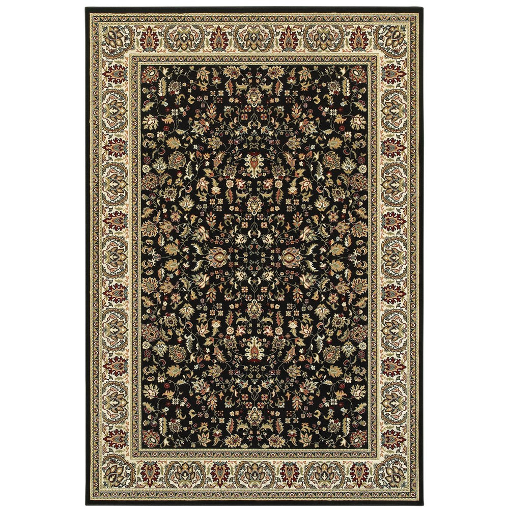 Oriental Weavers Kashan Timeless Persian-inspired Area Rug With Luxurious Soft Pile For Sophisticated Interiors Black,Ivory Polypropylene K108b1160230st