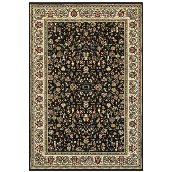 Oriental Weavers Kashan Timeless Persian-inspired Area Rug With Luxurious Soft Pile For Sophisticated Interiors Black,Ivory Polypropylene K108b1160230st