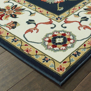 Oriental Weavers Kashan Timeless Persian Design Area Rug - Luxurious Soft Feel With Rich Colors For Sophisticated Spaces Navy,Ivory Polypropylene K2336b057091st