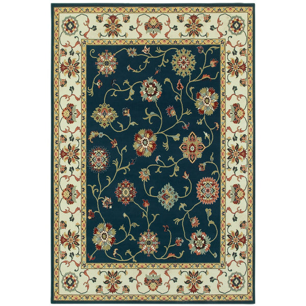 Oriental Weavers Kashan Timeless Persian Design Area Rug - Luxurious Soft Feel With Rich Colors For Sophisticated Spaces Navy,Ivory Polypropylene K2336b057091st