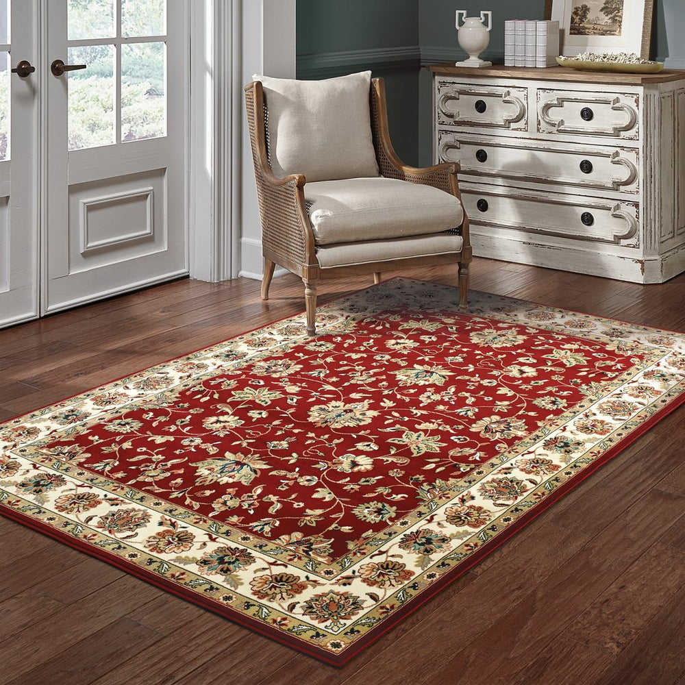 Oriental Weavers Kashan Timeless Persian Design Area Rug In Vibrant Colors - Luxurious Indoor Softness And Style Red,Ivory Polypropylene K4929r160230st