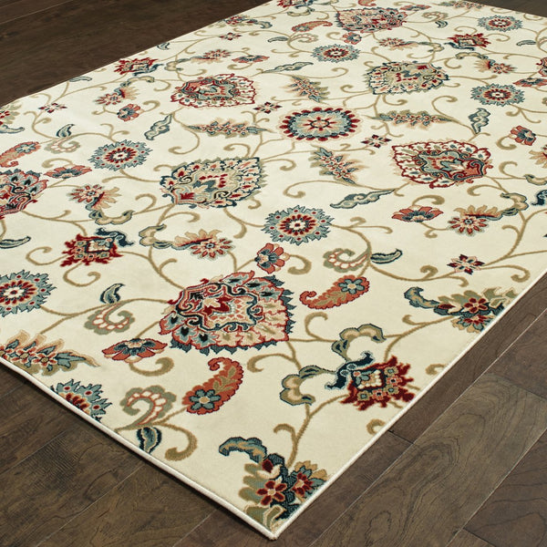 Oriental Weavers Kashan Luxurious Indoor Area Rug With Timeless Persian Design In Alabaster, Red, And Blue Hues Ivory,Multi Polypropylene K9946w057091st