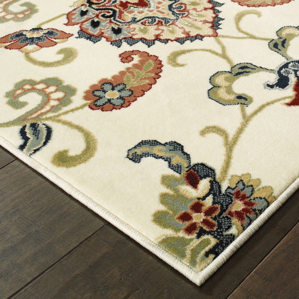 Oriental Weavers Kashan Luxurious Indoor Area Rug With Timeless Persian Design In Alabaster, Red, And Blue Hues Ivory,Multi Polypropylene K9946w057091st