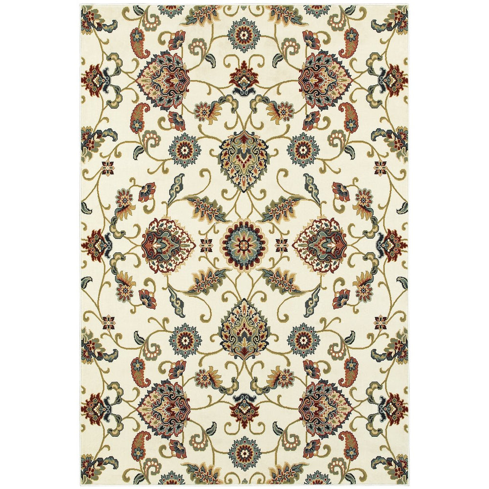 Oriental Weavers Kashan Luxurious Indoor Area Rug With Timeless Persian Design In Alabaster, Red, And Blue Hues Ivory,Multi Polypropylene K9946w057091st