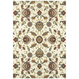 Oriental Weavers Kashan Luxurious Indoor Area Rug With Timeless Persian Design In Alabaster, Red, And Blue Hues Ivory,Multi Polypropylene K9946w057091st
