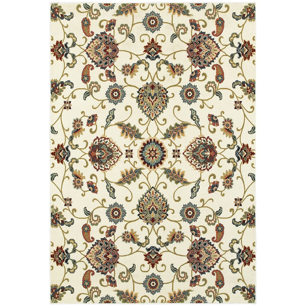 Oriental Weavers Kashan Luxurious Indoor Area Rug With Timeless Persian Design In Alabaster, Red, And Blue Hues Ivory,Multi Polypropylene K9946w057091st
